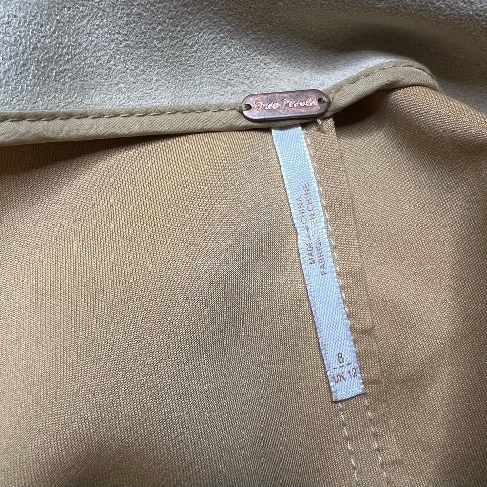 Free People Cream Faux Suede Ruched Mini Skirt Size 8 Bodycon Fall Date Night - Picture 5 of 5